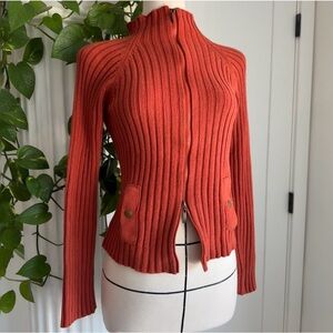 Ribbed Turtleneck Double Zip Sweater - SM